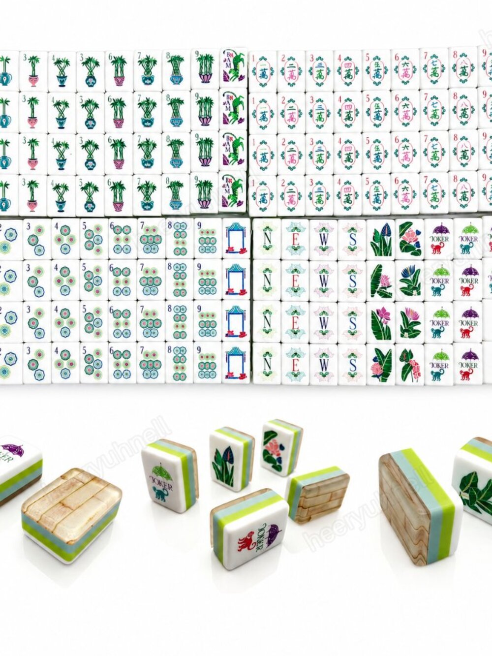 Luxury Four Layer Bamboo Pattern Inner-Printed American Mahjong Set 160 Tiles